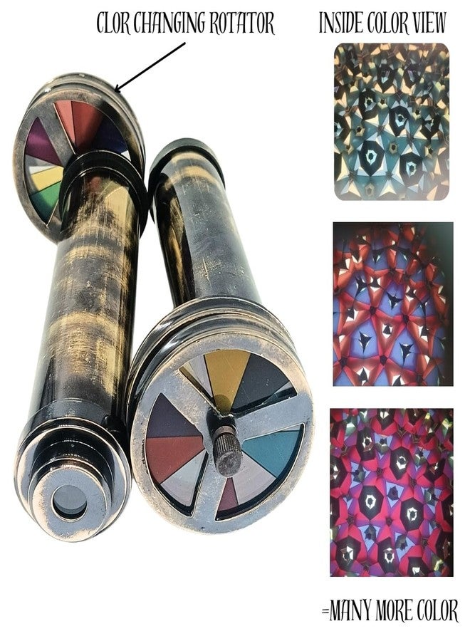 BAZROSS Handmade Brass Kaleidoscope Educational Gift | Vintage Collection Replica, Birthday, Every Occasion Gift for Adults and Kids - Brass Kaleidoscope with Double Wheel - (Pack of ONE) - Image 2
